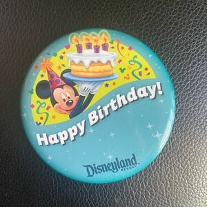 Disney Happy Birthday! Celebration Button - Blue and Yellow